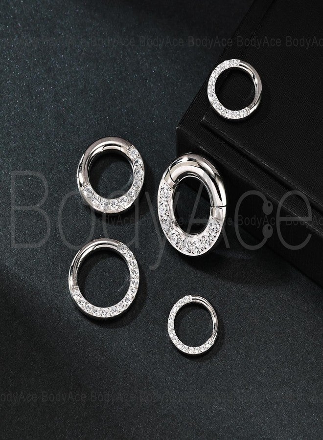 BodyAce CZ Hinged Segment Clicker PA Rings, 2G 4G 6G 8G 10G 12G Large Septum Nose Rings, Surgical Steel Spring Action BCR Ring Ear Gauges Earrings Hoops [4G(5mm),Hoops:12mm] - Image 5